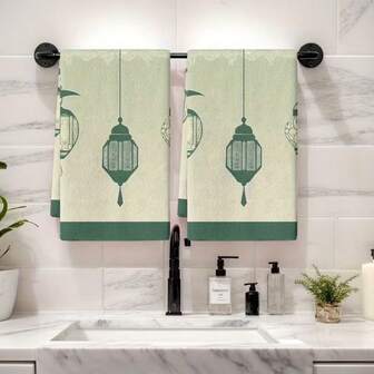1/1/2 Sets Of Ramadan Kitchen Towels - High Absorbency, Soft Polyester Fiber Dishwashing Towels Designed With Holiday Lanterns And Crescent Patterns, 40 * 60cm - Suitable For Cooking And Baking, Suitable For Decoration In Living Rooms, Kitchens, Dining Rooms, And Holiday Parties, And Can Be Used As Housewarming Gifts.