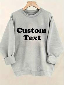 2026 Long Sleeve Tops Women Custom Ladies Personalized Text Hoodie - Soft Olive Green Round Neck Pullover Sweatshirt, Machine Washable Four Seasons Casual Long Sleeve With Custom Letter Design, Comfortable Casual Clothing And Custom Clothing Gifts, Cheap Wear Geometric Print Breathable Material, High Quality Sewing, Neutral Style Suitable For Street Style Enthusiasts Loose And Comfortable Winter Clothes For Women Plus Size Women Clothes - 白色 - 查看 6