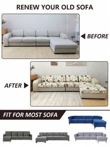 1 pieza Funda de cojín de asiento de sofá elástica y extraíble con estampado, adecuada para sala de estar, dormitorio, protección de sofá de oficina, decoración del hogar - Multicolor - Ver 7