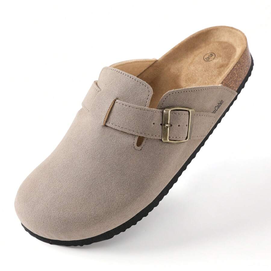 Women's Mules: Adjustable Hook-And-Loop Closed-Toe Clogs. Ultra Lightweight & Comfortable Slip-Ons For Daily Wear, Commuting & Parties. Versatile, Non-Slip & Durable Design. A Must-Have All-Season Fashion Footwear.Women's Apricot All Season Muller Shoes.Women's Suede Clogs With Buckle Closure And Rubber Sole,Apricot Leather Mules Cork Footbed Sandals Potato Shoes. - Lạc đà - Xem 1