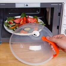 1pc Transparent Microwave Splash Guard With Steam Vent And Easy Shake Handle - Oil-Resistant PP Microwave Cover, Clear Heating Lid, Suitable For Heating Soup, Vegetables, Dumplings, Steam Guard, Compatible With Microwave And Convection Oven - Multicolor - View 4