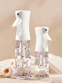 New Pink Bow Pattern Transparent PET Refillable Travel Spray Bottle, Multi-Purpose Fine Mist Spray Bottle Suitable For Travel And Business Trips, Makeup Remover Dispenser, Reusable Hair Spray Bottle, Continuous Spray For Hair Styling, Cleansing, Botanicals And Facial Moisturizing. - Multicolor - View 1