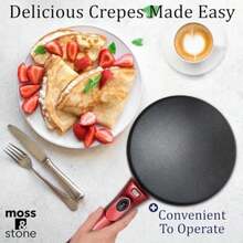 Moss & Stone - Máquina de crepes eléctrica portátil y automática con recubrimiento antiadherente, 800 W, 120 V, 8 pulgadas,(Rojo) - Multicolor - Ver 9