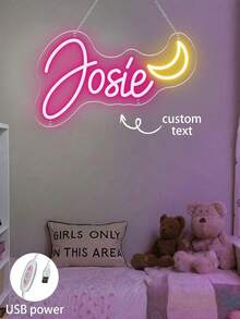 定制霓虹灯房间装饰，定制 LED 霓虹灯名称标志个性化婚礼霓虹灯家居卧室装饰生日节日礼品派对商店或商业发光标志。