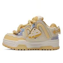 Q-AND Women's Platform Sneakers, Cheese Yellow, Soft And Cushioned Sports Shoes, Breathable Mesh Upper, Versatile Retro Dad Shoes, Waterproof And Slip-Resistant, Wear-Resistant And Height-Boosting Street Style Sports Shoes, An Essential Everyday Fashion Item - 起司黃 - 查看 2