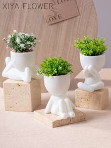 1/3 cây mọng nước nhân tạo, chậu cây mọng nước nhỏ hình người, 3 kiểu dáng, bình hoa trắng, thiết kế hoạt hình, chất liệu PP/PE, màu xanh lá cây, trang trí bàn làm việc, trang trí nhà cửa, trang trí sân vườn, trường học, đám cưới, quà tặng ngày Valentine, ký túc xá, trang trí văn phòng. - Nhiều màu - Xem 11