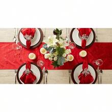 CZ DII Velvet Collection - Camino de Mesa 14 x 72 Pulgadas Color Rojo 8764 - Rojo - Ver 2