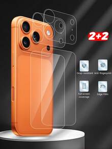 [2+2] PET Soft Film Curved Edge Fiber Glass Screen Protector, 2pcs Set Compatible With Iphone 17/17 Air/17 Pro/17 Pro Max, Anti-Scratch Transparent Film, Device Protection Layer + High-Definition TPU Ultra-Thin Fiber Glass Base Film, Lens Hollow Base Protection, 2pcs Set Screen Protection Essentials, Applicable To Daily Shield, Office, Home Daily Shield Office Home Phone Screen Protector Phone Accessories Waterproof Shockproof Anti-Fall Scratch Resistant - Clear - View 15