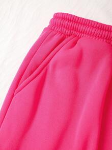 Customized Women's Sweatpants - Customized Thick Fleece Pants, Can Add Your Photos, Can Customize Two Print Locations, Customized Sweatpants Sports - Hot Pink - View 6