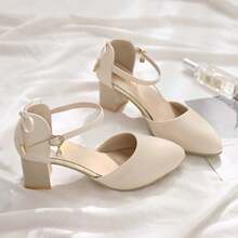 Zapatos de tacón para mujer Sandalias de verano de una sola correa, punta cuadrada y punta abierta para mujer. Combinación de verano con vestidos. Zapatos de tacón medio grueso, tacón alto y estilo hada. Sandalias de punta semiabierta para mujer. Novedades de primavera/verano de estilo hada. Zapatos de tacón grueso y punta hueca. Tacones franceses versátiles de una sola correa y punta abierta. - Beis - Ver 2