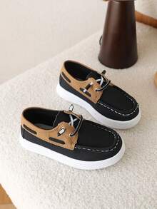 儿童防滑软底休闲运动鞋一双，套脚设计，男女童均适用，春秋季款 - 黑色 - 查看 5