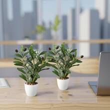PASCH® Kunstpflanzen wie echt in edlen Keramiktöpfen (38cm) | Künstliche Pflanzen wie echt | Kunstpflanze groß | Fake Plant Kunstpflanzen | Kunstblumen im Topf-6939 - Olivenstrauch(2Stück) - Übersicht 3