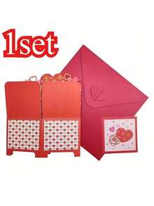 3D立体情人节贺卡套装 - “情人节快乐”贺卡，情人节约会邀请卡，情人节互赠贺卡，可折叠，含迷你贺卡和信封，理想的情人节礼物！3D情人节贺卡，心形设计，梦幻主题，纸艺工艺，附赠信封，适合送给妻子或用于婚礼等特殊场合。 - 彩色 - 查看 6