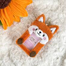Long-Eared Fox Doll Furry Card Holder Pendant, Idol Photo Transparent Display Case, Campus Card And Meal Card Storage Keychain, Portable And Cute Pendant - 狐狸卡套-1pcs - 查看 10