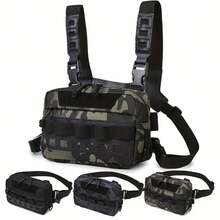 Outdoor Tactical Chest Bag, Fishing Vest Bag With Adjustable Strap, Tackle &Lure Storage Bag, Sport Chest Bag, Utility Molle Chest Rig For Hiking, Climbing, Running, Sport Chest Bag