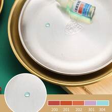 304 Edelstahlplatte, runde goldene Platte, verstärkte Grillschale, Steakplatte, geeignet für den Haus- und Außenbereich