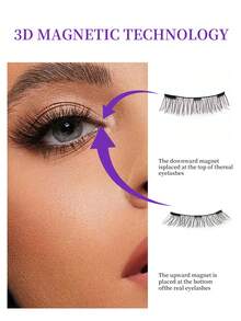 1 Pair Fresh Magnetic Quantum False Eyelashes, Soft & Natural Curling, Easy To Wear Magnetic Lashes - Black - View 5