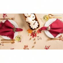 DII Mantel de Cocina 100% algodón Lavable a máquina Estampado para cenas otoño día Festivo y Acción de Gracias 152 x 120 Pulgadas Asientos de 10 a 12 Personas Hojas rústicas - Multicolor - Ver 5