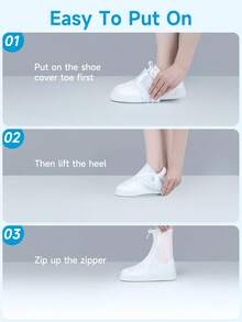 1 Pair Zippered PVC Rainproof Shoe Covers Non-Slip Thickened Wear, Rubber Sole Overshoes Galoshes Protectors-Resistant Rainproof Shoe Covers For Men And Women Outdoor Travel Shoe Covers Reusable Rain Boot Covers, Shoe, Spring Summer Picks, Brides Maid Gifts, Room, Bedroom Decor, Bedroom Decor, Beach, Travel, For Men, For Women, Vacation,Women's Day,Travel Essentials,Wedding Favours,Y2k,Bedroom,Car Accessories Women,Kitchen Decor, Beach,Summer,Vacation,Holiday,Travel Essential,Going Out Tops,Household Items - Multicolor - View 4