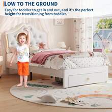 Marco de cama de tamaño individual con luces LED y cabecera de botón de vidrio de terciopelo, cama tapizada con plataforma de princesa/niña con cajón de almacenamiento, sin ruido, no necesita - Beis - Ver 6