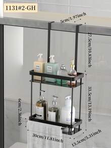 1个淋浴置物架，单层/双层浴室架，免钻孔悬挂式浴室收纳架，多层浴室配件收纳架，浴室整理架 - 彩色 - 查看 12