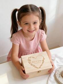 Hộp quà lưu niệm cá nhân hóa cho trẻ em - Khắc tên và ngày tháng, hộp đựng đồ kiểu gỗ sơn trắng dễ thương | Món quà hoàn hảo cho trẻ em (Quà tặng ngày lễ) - Nhiều màu - Xem 3