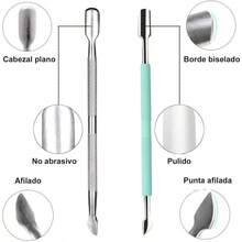 Cortador y empujador de Cutcula profesional, Removedor de Cutculas, alicate, raspador y pulidor de uas, Cortador de piel muerta, Herramientas de Manicure y Pedicure Negro - Azul - Ver 4