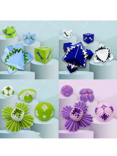 4 st tecknade figurer 3D-växlar med roterande boll, fidgetleksaker, lämpliga för att lindra emotionell stress, odla fysisk och mental hälsa, dekorativa rekvisita, festgåvor, studsande leksaker för tonåringar