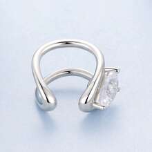 Bamoer S925 Pure Silver Piece With Sparkling Water Droplet Ear Bone Clip. Minimalist Lines Paired With Zirconia Accents, Simple Yet Stylish, Versatile Women's Jewelry Earrings For Daily Use - Silver - View 5