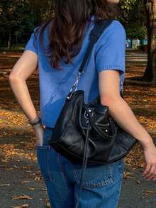 Ropa casual urbana para mujer, colección elegante de primavera/verano, blusa de punto de cuello redondo de manga corta acanalada para calle, vacaciones, citas románticas, fiestas, moda cómoda y versátil minimalista para ir y venir, blusa de punto con botones de perla, cárdigan - Azul - Ver 11