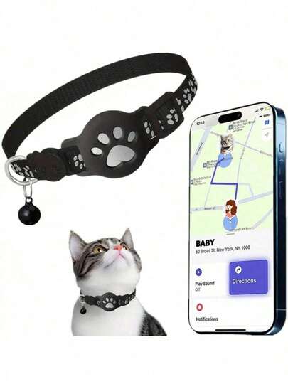 Conjunto de collar con posicionamiento GPS para mascotas - Localizador inteligente anti-pérdida solo para iOS con funda protectora de silicona, seguimiento en tiempo real, sin instalación requerida