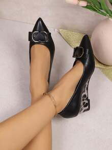 Cómodos zapatos de plataforma con puntera puntiaguda y decoración con corazón, aumentan la altura y hacen que las piernas se vean talla grande largas para mujeres, de estilo casual y versátil, no exigentes, nuevos para 2025 - Negro - Ver 5
