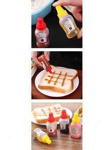 4 pezzi di bottigliette ricaricabili per condimenti - in plastica a prova di perdite, adatte per condimenti per insalata, ketchup, spezie, olio da cucina, accessori da cucina portatili - Multicolore - Visualizzare 4