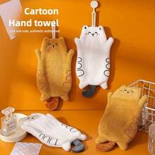 New Cute Shaped Coral Fleece Hand Towel, Kitchen Hanging Towel, Suitable Kitchen, Bathroom, And More Scenarios, Cartoon Double Layer Thickened, Hangable, Washable, Bathroom Towel, Home Cleaning, Fashionable Hanging Towel, High-Quality Towel, Soft Coral Fleece, Hangable Towel, Decorative Towel, Kitchen Enthusiasts, Pet Lovers - 白色常熟貓 - 查看 5