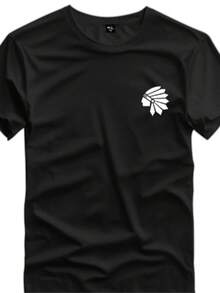 Blusa Masculina T-SHIRT com Estampa Minimalista, Camiseta Estilosa com Elemento Cultural e Visual Limpo e Moderno - Preto - Visão 1