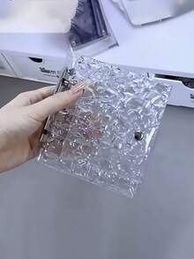 1pc 40-Pocket Mini Photo Album, Cartoon Photo Card Album Collection, A8 DIY Acrylic Ring Binder, Wavy Texture, Crystal Cover, Suitable For Instax Mini Film/Photos, 3-Ring Single Pocket Binding, Gold Clips, Transparent Dividers, Budget Planner, Backpack Album - Multicolor - View 4