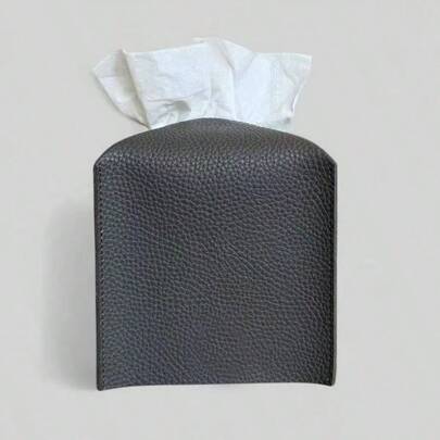 Cube Tissue Box Cover Holder Square PU Leather Tissue Holder Tissue Case Dispenser Bathroom, Tabletop, Vanity, Office White