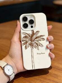 Minimalist Brown Palm Tree Leather Phone Case - Featuring Elegant Line Art Palm Tree Pattern, "Hang Loose" Casual Font, Cream Faux Leather Texture, Compatible With IPhone 17, 17 Pro, 17 Pro Max, 16, 16 Plus, 16 Pro Max, 16e, 16 Pro, 15, 15 Plus, 15 Pro Max, 15 Pro, 14, 14 Plus, 14 Pro Max, 14 Pro, 13, 13 Pro, 13 Pro Max, 12, 12 Pro, 12 Pro Max - Multicolor - View 3