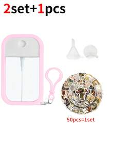 1 Set Moisturizing No-Rinse Hand Sanitizer Spray Kit, Full Coverage Design Includes Spray Bottle, Bottle Protector, Funnel, Hanging Rope, Convenient To Use, Made Of Soft Silicone, Portable For Daily, Travel, Work, Makeup, Comes With 50pcs Retro INS Stickers To Customize Your Spray Bottle (Hand Sanitizer Liquid Not Included, Please Add Water After Receiving And Opening) - Multicolor - View 11