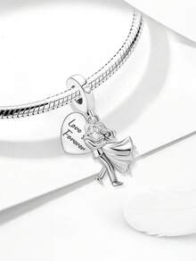 1pc 925 Sterling Silver Heart-Shaped Beads, Suitable For Women Bracelet, Bangle DIY Jewelry Making And Daily Accessories Decoration