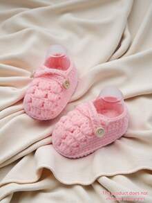 Handmade Knitted Infant Leg Warmers, Indoor Prewalker Shoes - Pink - View 9
