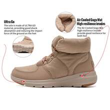 Skechers 女士 Glacial Ultra 保暖内衬软底休闲靴，日常及户外穿着，透气 Goga Mat 高回弹鞋垫，舒适回弹靴，144194-TAN - 棕褐色 - 查看 1