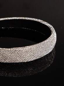 1pc Thin Beaded & Rhinestone Decorated Fashion Headband ,Hairband ,Diadema ,Hair Hoop - FG1248 - White - View 3