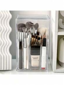 1pc Acrylic Makeup Brush Holder, Cosmetic Storage Box, Pen Holder - Stationery, Jewelry Box, Bag, Makeup Brush Holder, Brush Holder, Perfume Holder, Small Pouch, Gift For Her, Christmas Gift, Creative Gift For Women ,Room Decor - Multicolor - View 5