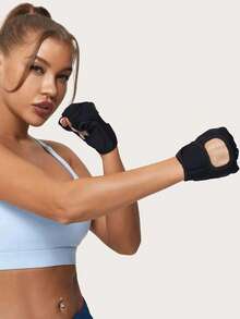 Anti-Slip Half Finger Fitness Gloves With Hook And Loop Fastener Lightweight Fingerless Gloves Breathable Weightlifting Gloves For Men And Women Gloves For Outdoor Shooting Hunting Climbing Hiking Bicycle Skiing Basketball Dumbbell Sport Equipment Gym Essential Accessories - Multicolor - View 6