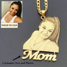 Custom Stainless Steel Photo Necklace, Personalized Engraving Pendant Necklace, Custom Memory Jewelry, Family Gift - Multicolor - View 1