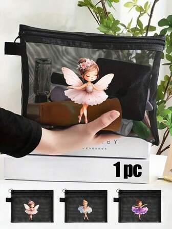 Mesh Cosmetic Bag With Dance Theme Pattern,Red Air Cushion Storage Portable Storage Bag,With Creative Patterns Of Dancing Girls,Makeup Bag, Skincare Bag, Travel Essentials, Dormitory Supplies, Bathroom Storage,Lip Oil And Cosmetics Storage Bag Gift For Dance,Wedding Bride Gifts, Mother Gifts, Birthday Gifts,Dancers, Girls, Women Storage Bag, Gifts For Friends And Dance Teacher,Back To School Gift,Valentine's Day