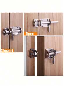 免钻孔不锈钢门闩，适用于浴室，复古加厚表面安装式门锁，防盗门窗闩 - 銀色 - 查看 4