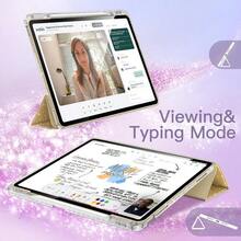 funda para tabletaJETech Funda itter para iPad Air 11 Pulgadas M3/M2 2025/2024 iPad Air 5/4 (2022/2020 5th/4th) con Soporte para Pencil Carcasa Lindo Sparkly Slim para s y Niñas (Oro) - Aire - Ver 7