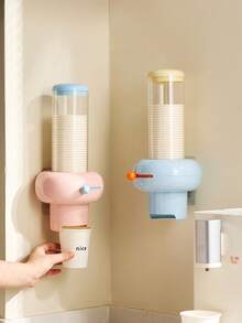 1pc Multifunctional Sliding Cup Holder, Disposable Cup Wall-Mounted Water Dispenser Paper Cup Rack, Water Cup Storage Organizer